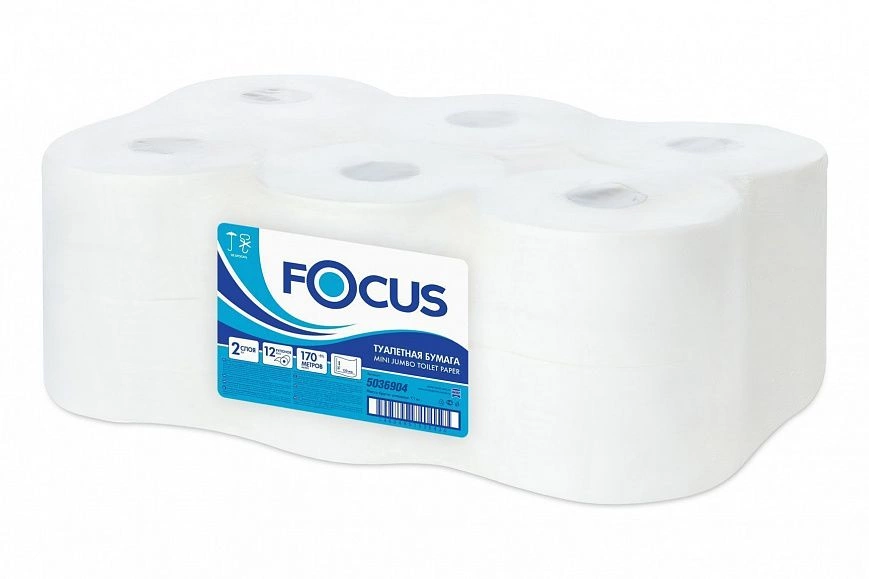 Туалетная бумага 2сл 170м Ярко-белая "Focus" (12шт) 