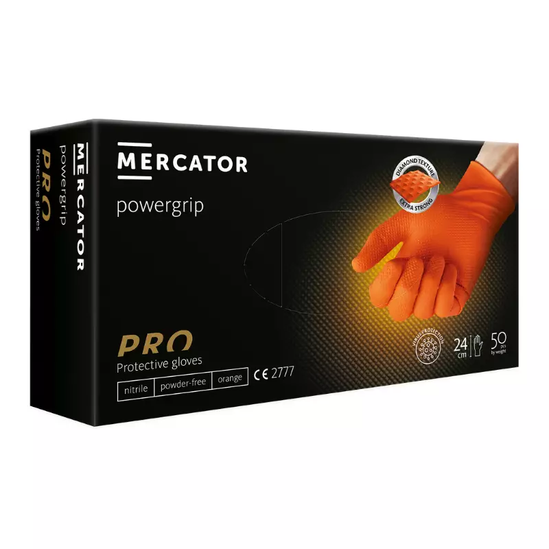 Перчатки Нитриловые плотные черные 7,5гр "Mercator" - L  (25пар) 2