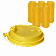 Крышка с питейником "Flip-Top" 90мм (330мл) Желтая матовая 50шт (20шт-уп) 