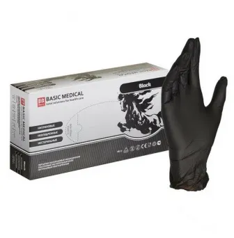 Нитриловые перчатки Basic Black черные L - [50пар] 3,5гр (10уп*кор)