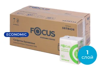 FOCUS ECONOMIC Cалфетки 24х20 1сл Белые 100л - [24шт] 