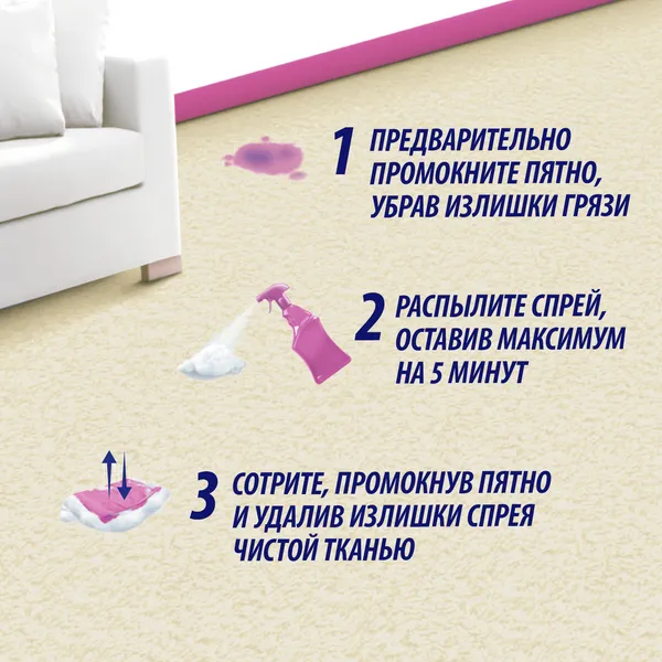 Средство для удаления пятен с ковров и мягкой мебели Vanish, спрей, 500 мл (12 шт/кор)