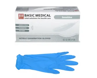 Нитриловые перчатки Basic Sensitive голубые L - [50пар] 3,5гр (10уп*кор)