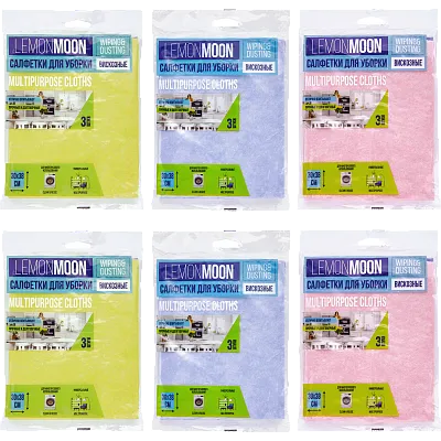 Салфетка вискозная 30×38 см, 3 шт, плотность 80 г/м², LM (38 шт/кор)