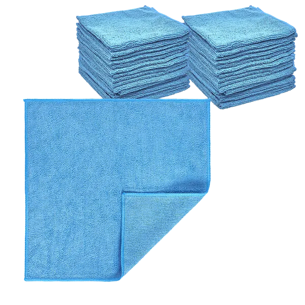 Салфетка из микрофибры голубая 30×30 см, оверлок, 220 г/м² (100 шт/кор)