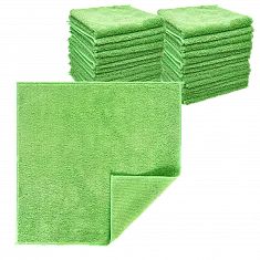 Салфетка из микрофибры зелёная 40×40 см, оверлок, 280 г/м² (200 шт/кор)