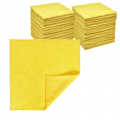 Салфетка из микрофибры жёлтая 30×30 см, оверлок, 220 г/м² (100 шт/кор)