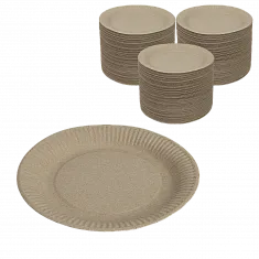 DE Eco PLATE  180 тарелка круглая картонная крафт 180 - 50шт (28уп*кор) 