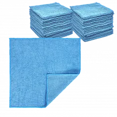 Салфетка из микрофибры голубая 30×30 см, оверлок, 220 г/м² (100 шт/кор)