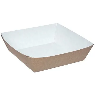 Лоток для хот-дога и картофеля фри крафт 550 мл, 139×139×40 мм, DoECO Tray 550 [300 шт]