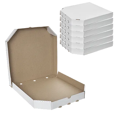 Коробка для пиццы 30×30 см белая / крафт, микрогофра [100 шт]