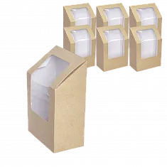 Контейнер для шаурмы с окном крафт, 90×50×130 мм, DoECO Eco Roll, 50 шт (10 уп/кор)
