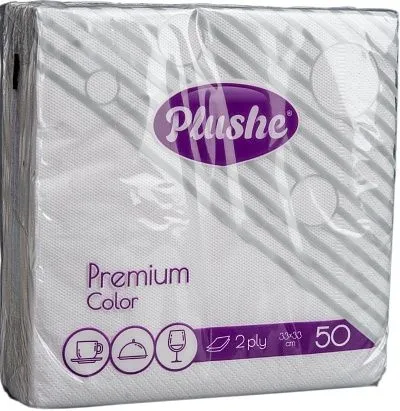 Бумажные салфетки Plushe белые, 2 слоя, 33×33 см, 50 листов [16 шт]