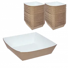 Лоток для хот-дога и картофеля фри крафт 550 мл, 139×139×40 мм, DoECO Tray 550 [300 шт]