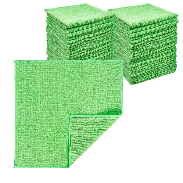 Салфетка из микрофибры зелёная 30×30 см, оверлок, 220 г/м² (100 шт/кор)