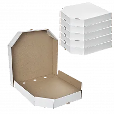 Коробка для пиццы 25×25 см белая / крафт, микрогофра [100 шт]