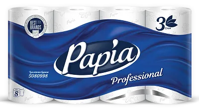 Туалетная бумага Papia ярко-белая, 3 слоя, 20 м [56 шт]