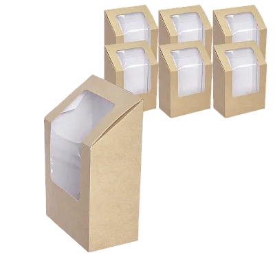 Контейнер для шаурмы с окном крафт, 90×50×130 мм, DoECO Eco Roll, 50 шт (10 уп/кор)