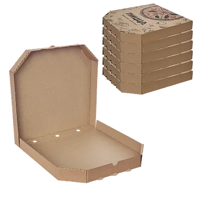 Коробка для пиццы 30×30 см с рисунком / крафт, микрогофра [100 шт]
