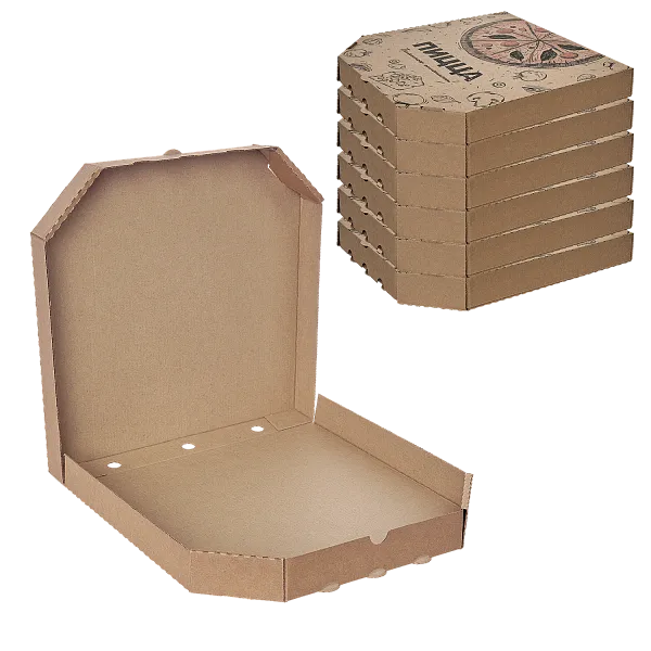 Коробка для пиццы 30×30 см с рисунком / крафт, микрогофра [100 шт]