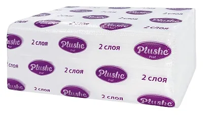 Plushe полотенца бумажные V слож. 2сл 200л - [12шт] ОМ, лист 22х22см 
