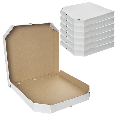 Коробка для пиццы 35×35 см белая / крафт, микрогофра [100 шт]