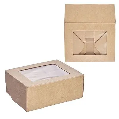 Спайка 1EA OneBox коробка с окном  350мл - 25шт крафт (24уп*кор) 80х100х40 