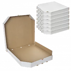 Коробка для пиццы 33×33 см белая / крафт, микрогофра [100 шт]