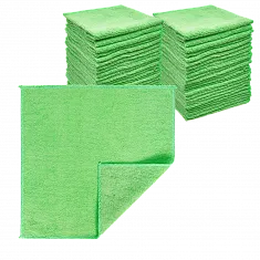 Салфетка из микрофибры зелёная 30×30 см, оверлок, 220 г/м² (100 шт/кор)