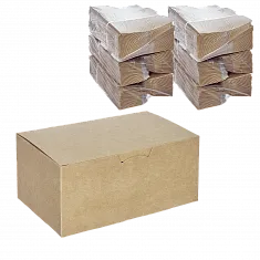 Коробка для фастфуда крафт L, DoECO Fast Food Box, 50 шт (10 уп/кор)