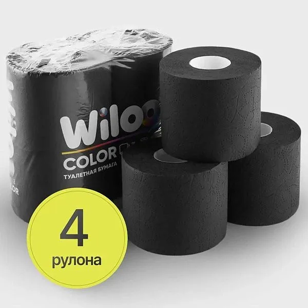 Туалетная бумага Wiloo чёрная, 3 слоя, 21 м [56 шт]
