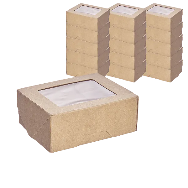 Спайка 1EA OneBox коробка с окном  350мл - 25шт крафт (24уп*кор) 80х100х40 
