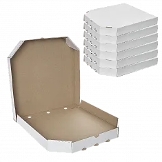 Коробка для пиццы 30×30 см белая / крафт, микрогофра [100 шт]