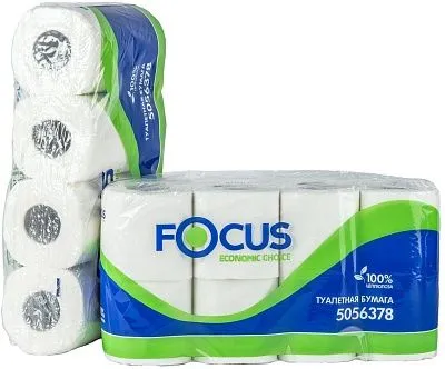 Туалетная бумага Focus ярко-белая, эконом, 2 слоя, 16,2 м [64 шт]