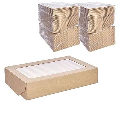 Спайка 1EA OneBox коробка с окном 1000мл - 25шт крафт (10уп*кор) 120х200х40