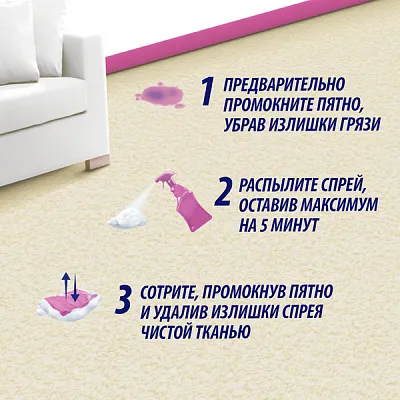 Средство для удаления пятен с ковров и мягкой мебели Vanish, спрей, 500 мл (12 шт/кор)