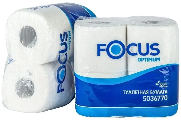 Туалетная бумага Focus ярко-белая, 2 слоя, 22 м [56 шт]