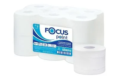 Туалетная бумага с центральной вытяжкой Focus ярко-белая, 2 слоя, 120 м [12 шт]