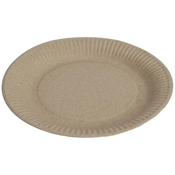 Тарелка картонная круглая крафт 180 мм, DoECO Eco Plate, 50 шт (28 уп/кор)