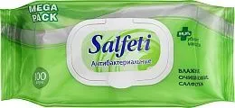 Влажные салфетки антибактериальные Salfeti с клапаном, 100 шт (16 шт/кор) ЧЗ