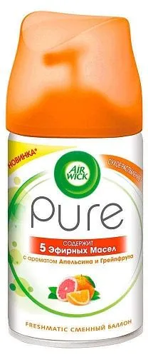 Освежитель воздуха Airwick «Апельсин и грейпфрут», сменный баллон автоматический, 250 мл (6 шт/кор)