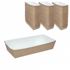 Лоток для хот-дога и картофеля фри крафт 350 мл, 165×70×40 мм, DoECO HD, 50 шт (16 уп/кор)