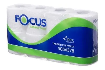 Туалетная бумага Focus ярко-белая, эконом, 2 слоя, 16,2 м [64 шт]