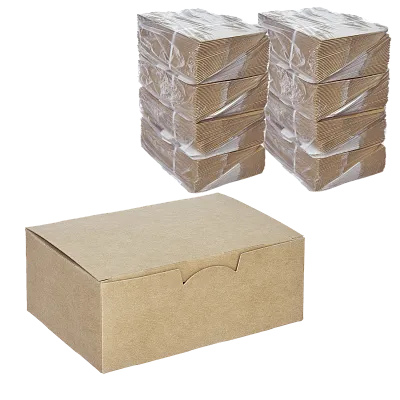 Коробка для фастфуда крафт S, DoECO Fast Food Box, 50 шт (12 уп/кор)