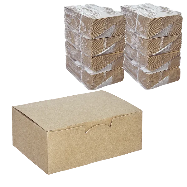 Коробка для фастфуда крафт S, DoECO Fast Food Box, 50 шт (12 уп/кор)