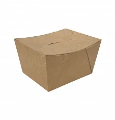 Контейнер Wok для лапши крафт 600 мл, прямоугольный, DoECO Fold, 25 шт (15 уп/кор)