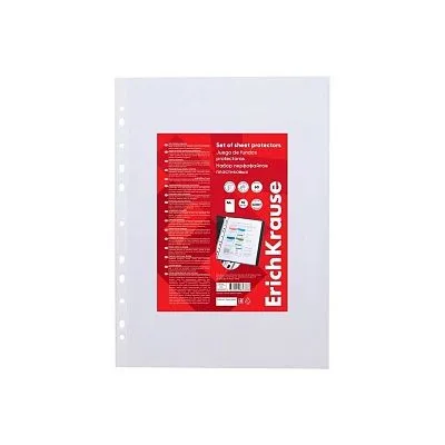 Набор перфофайлов пластиковых ErichKrause Glossy Clear, 60 мкм, A4, прозрачный (в пакете по 10 шт.)