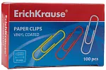 Скрепки металлические с виниловым покрытием ErichKrause Classic, 33 мм, ассорти (в коробке по 100 шт