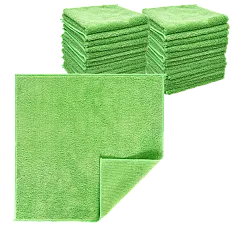 Салфетка из микрофибры зелёная пушистая 35×35 см, 350 г/м² (150 шт/кор)