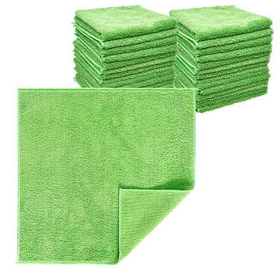 Салфетка из микрофибры зелёная пушистая 35×35 см, 350 г/м² (150 шт/кор)